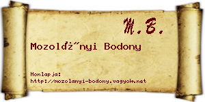 Mozolányi Bodony névjegykártya